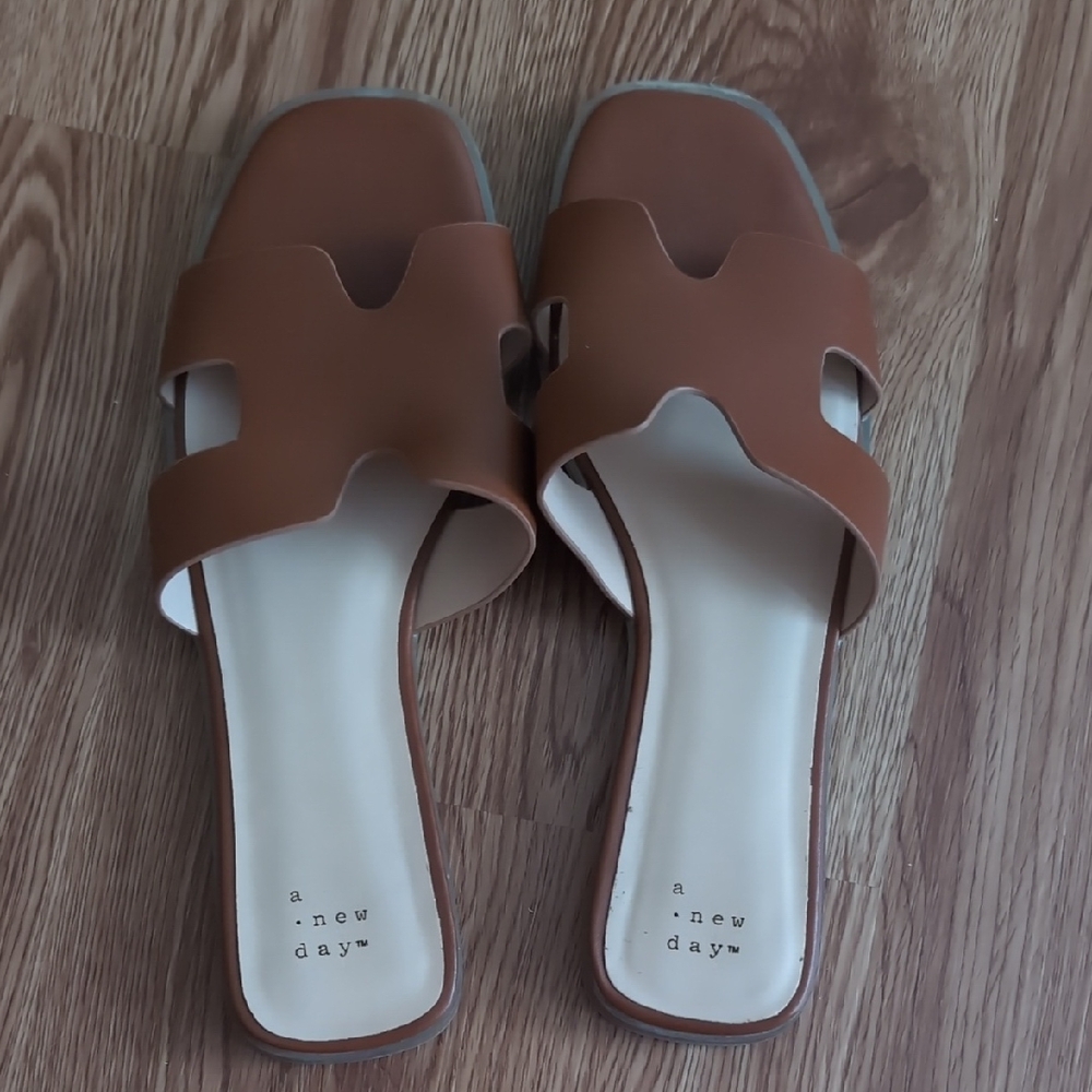 A New Day Women's Tan Slide Sandals